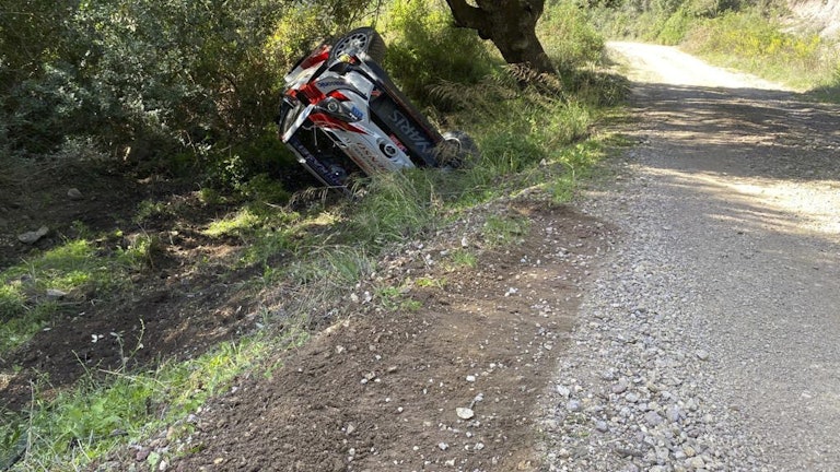 Kalle Rovanpera crash WRC Rally Sardinia 2020