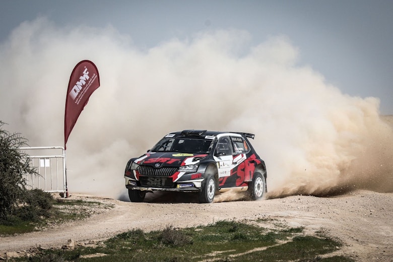 Mads Ostberg action from the Qatar Rally day two.