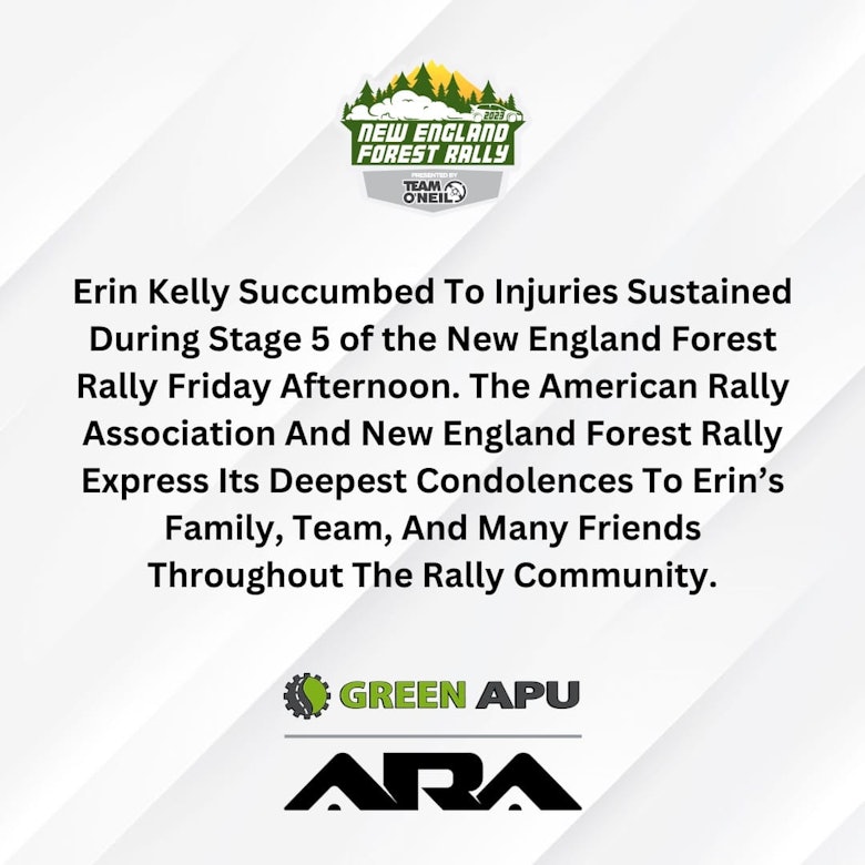 Co-Driver Erin Kelly Killed in New England Forest Rally Crash