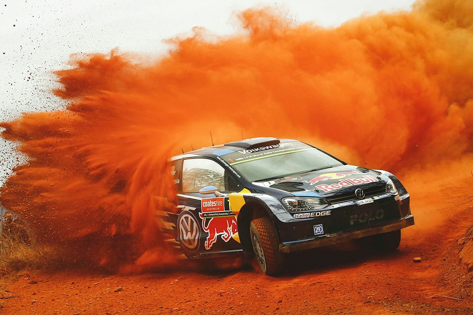 Sebastien Ogier performs during the FIA World Rally Championship 2015 in Coffs Harbour, Australia on September 10, 2015 // @World / Red Bull Content Pool // P-20150914-00556 // Usage for editorial use only // Please go to www.redbullcontentpool.com for further information. //