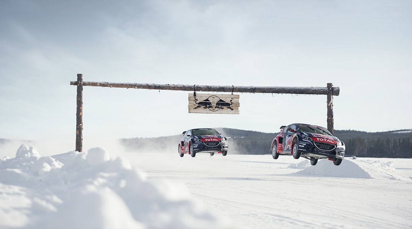 Sebastien Loeb and Timmy Hansen perform during the Rallycross on Ice project in Are, Sweden on February 16, 2016 // Oskar Bakke/Red Bull Content Pool // P-20160226-00309 // Usage for editorial use only // Please go to www.redbullcontentpool.com for further information. //